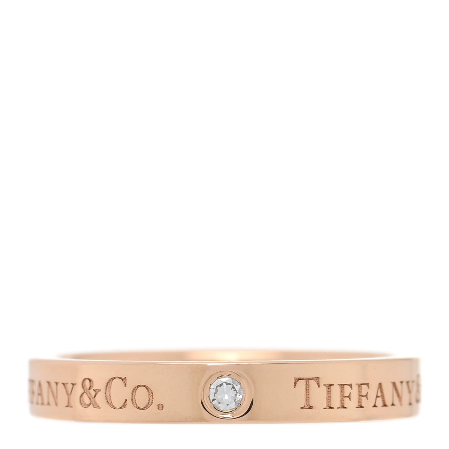 18K Rose Gold Diamond Logo Band Ring 51 5.75