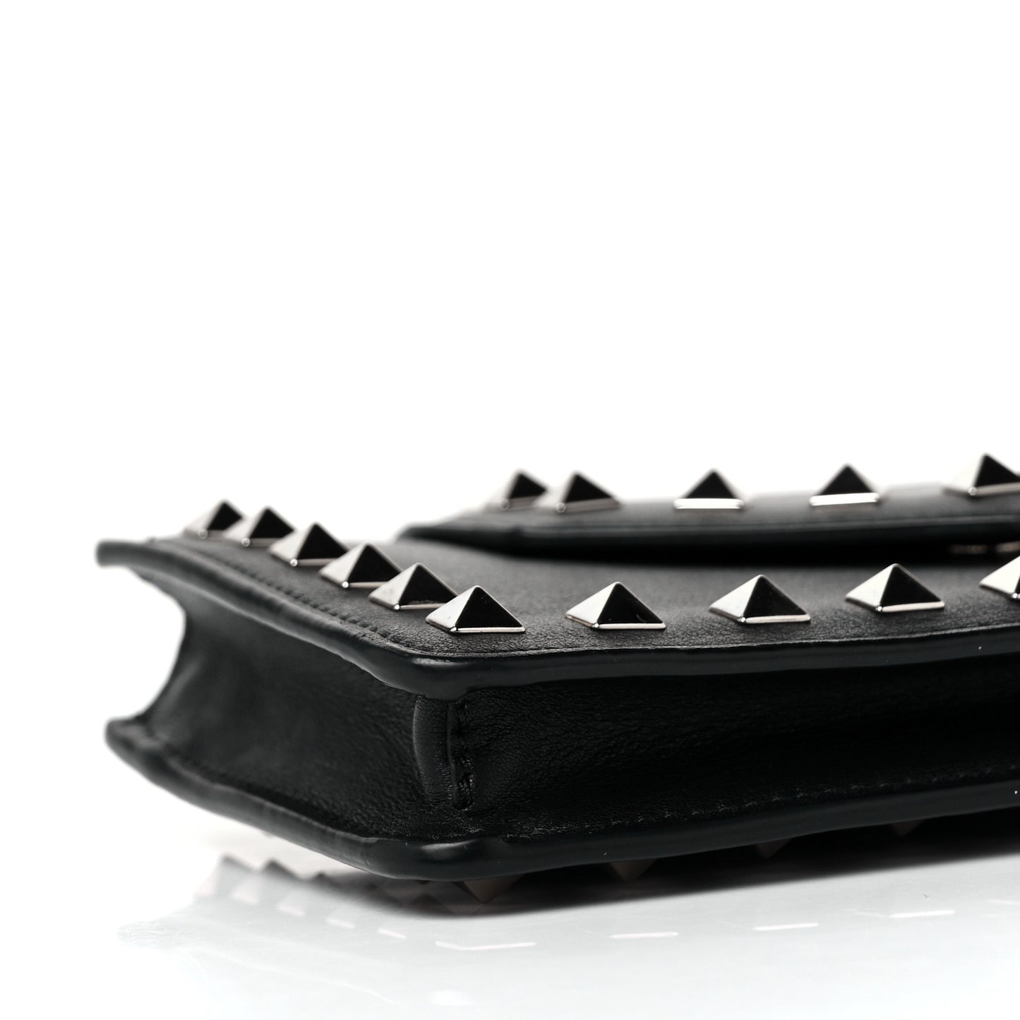 Calfskin Rockstud Phone Case With Chain Black