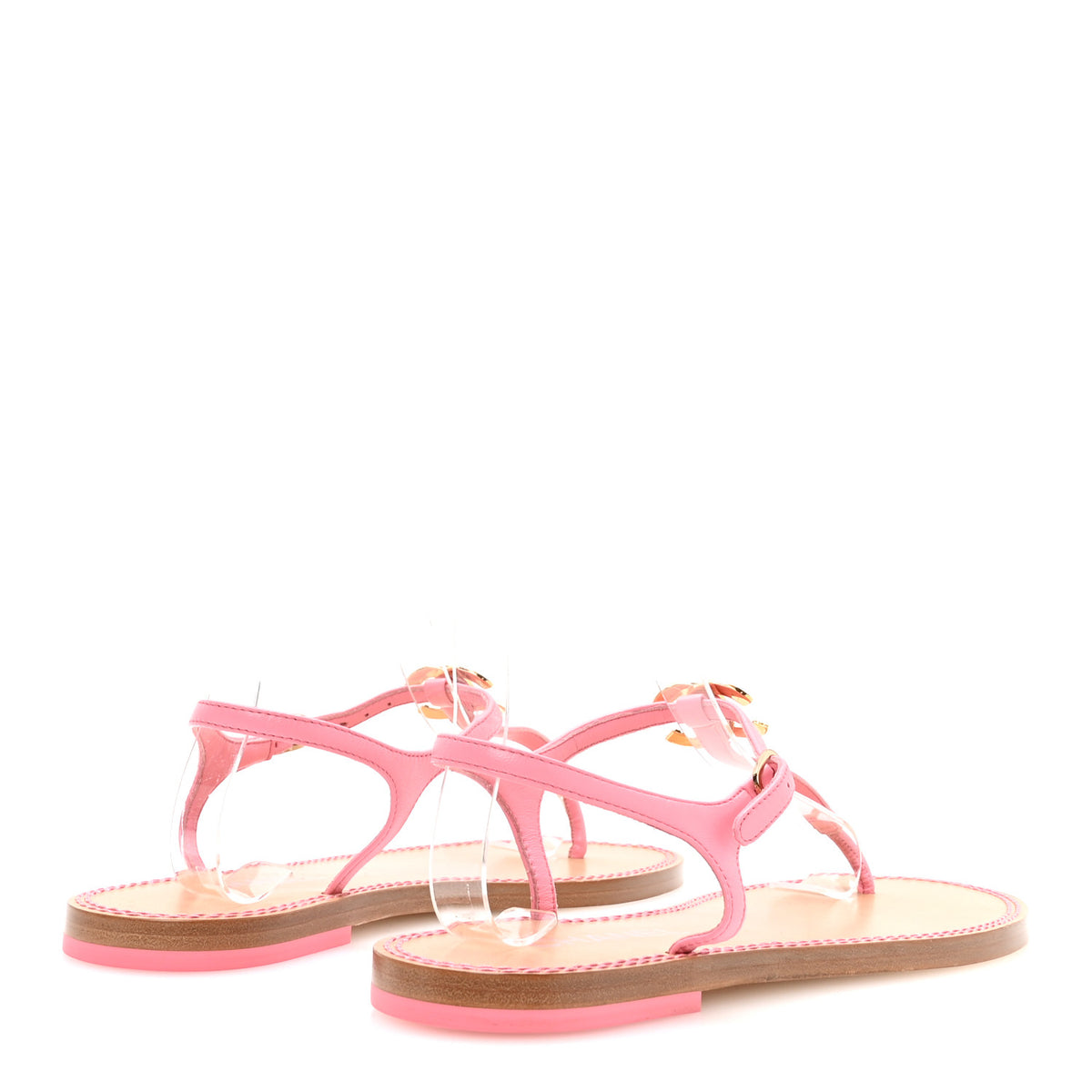Lambskin CC Thong Sandals 39 Pink