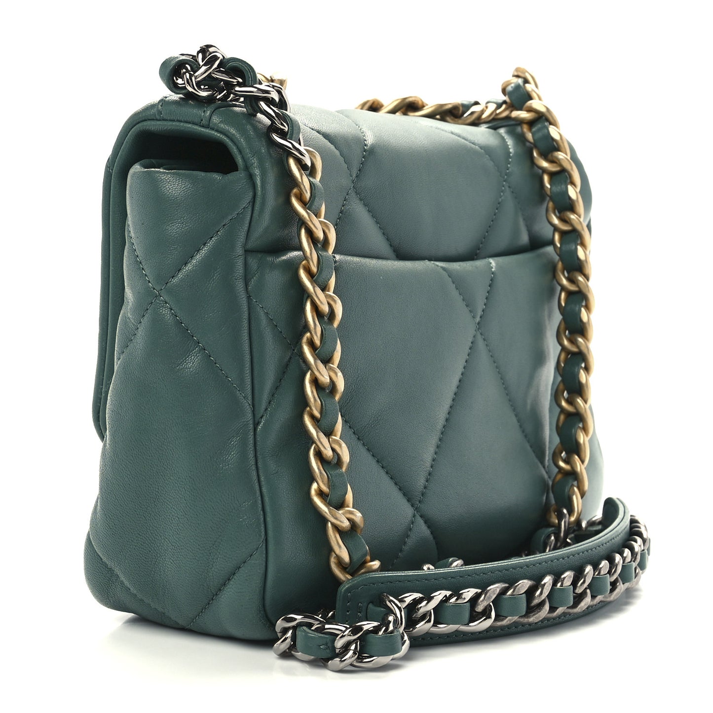 Lambskin Quilted Medium Chanel 19 Flap Green