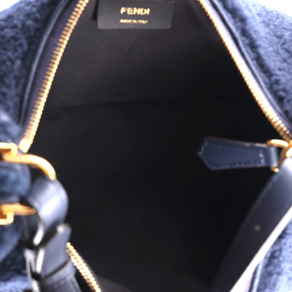 Fendi Sheep Fur Vitello Grace Small Fendigraphy Hobo Midnight 5 of 10
