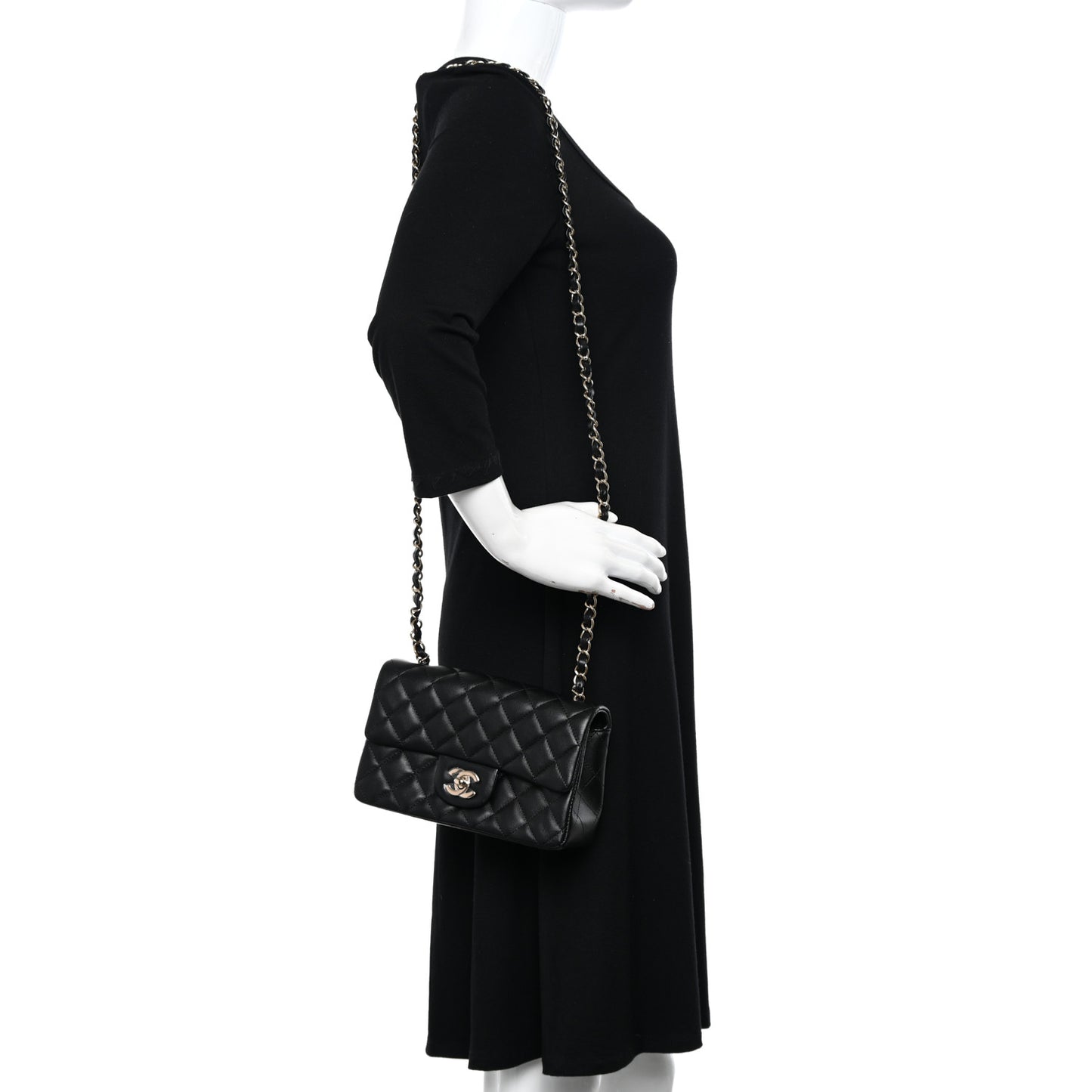 Lambskin Quilted Mini Rectangular Flap Black