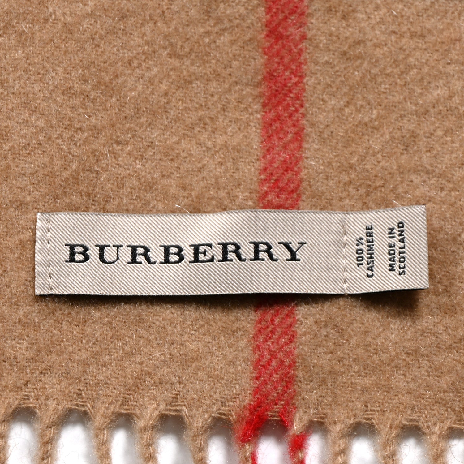 Burberry Cashmere Giant Heritage Check Fringe Scarf Camel 3 of 3