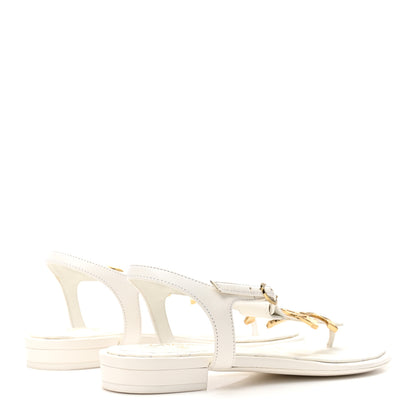 Chanel Lambskin CC Thong Sandals 37.5 White 5 of 10