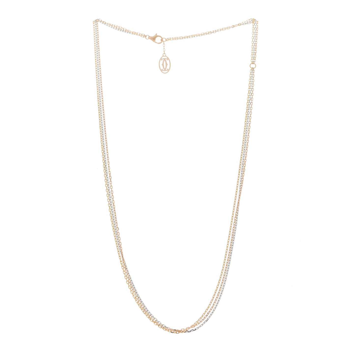 18K Pink Yellow White Gold Three Chain Necklace