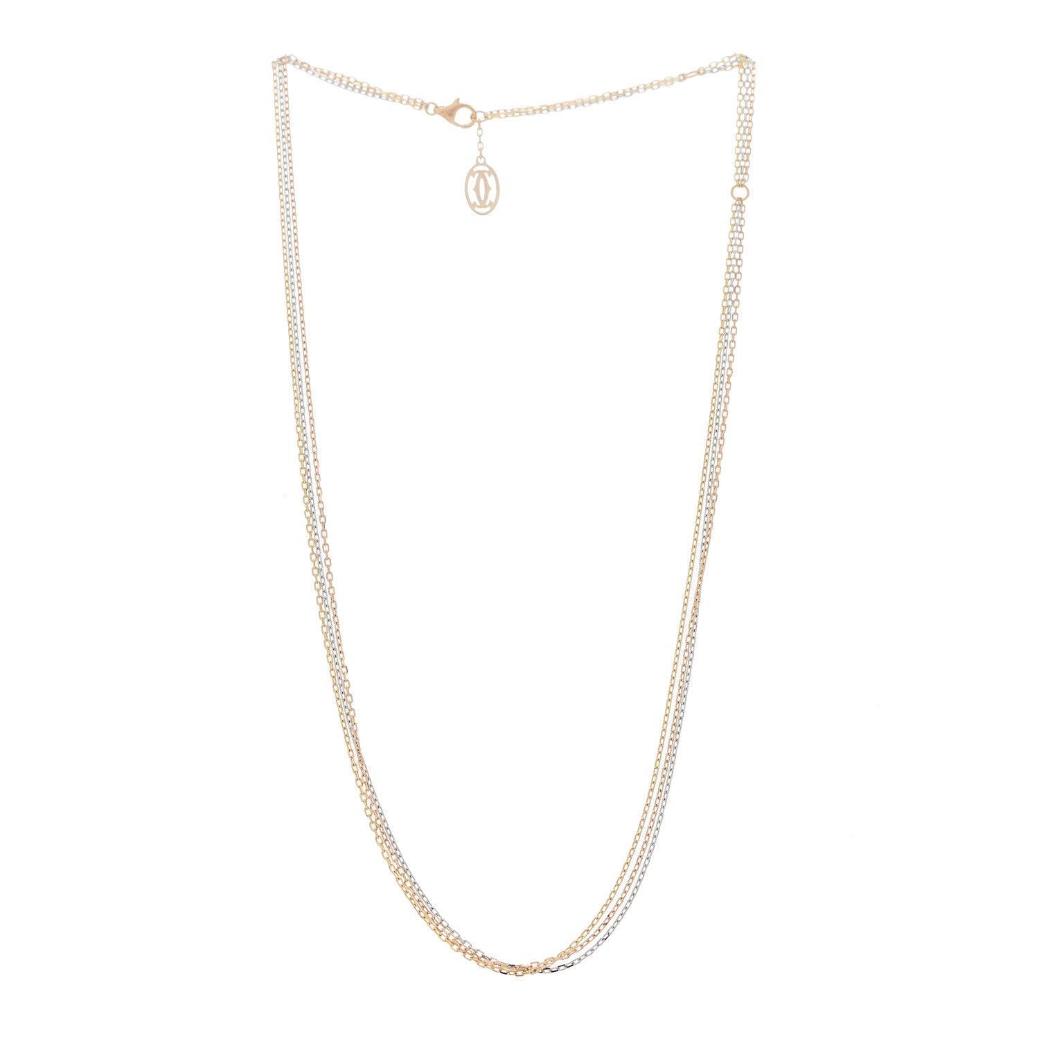 Cartier 18K Pink Yellow White Gold Three Chain Necklace 3 of 6