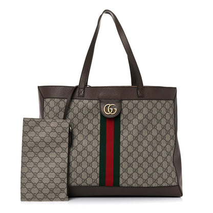 Gucci GG Supreme Monogram Web Ophidia Tote Brown 1 of 25
