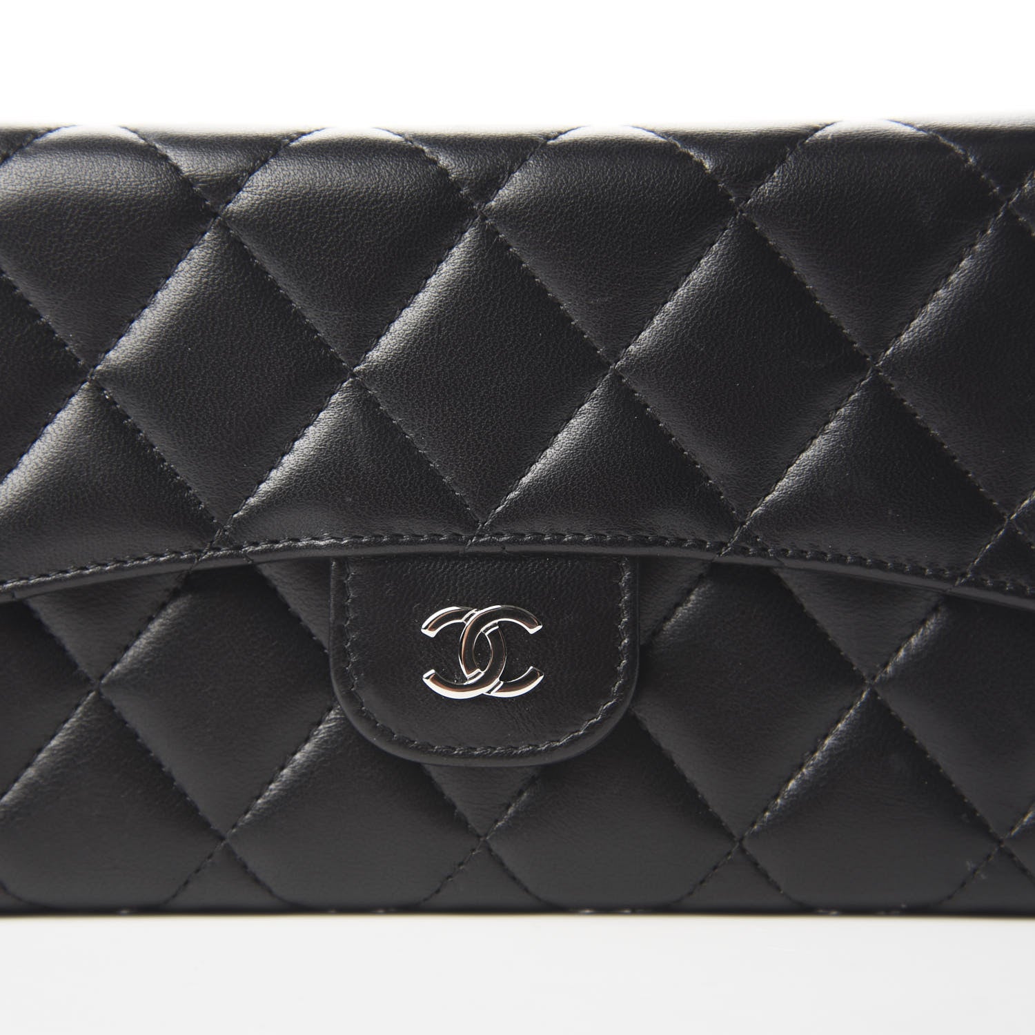 Chanel Lambskin Quilted Large Flap Wallet Black 10 of 10
