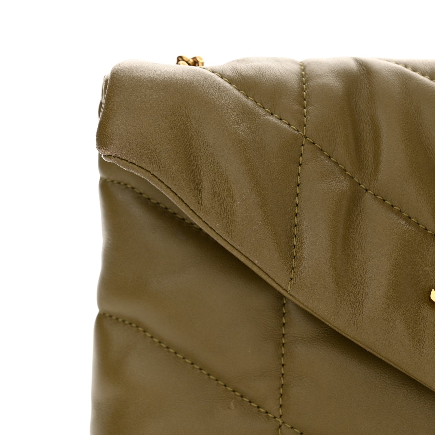 Lambskin Quilted Toy Loulou Puffer Monogram Chain Satchel Hazel Green