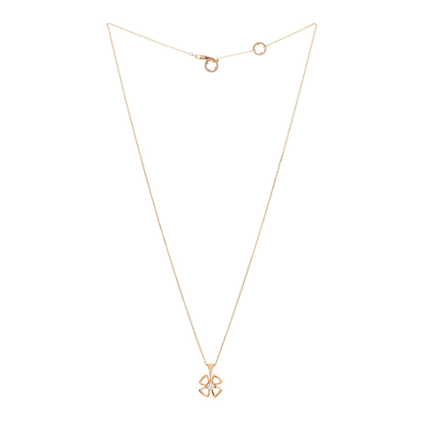 18K Rose Gold Diamond Fiorever Pendant Necklace