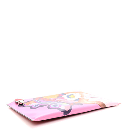 Prada Saffiano Butterfly Print Clutch Rosso Multicolor 4 of 10