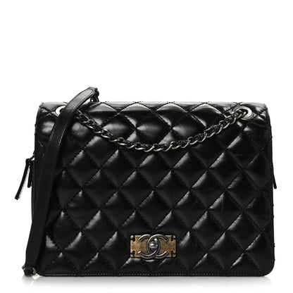 Chanel Glazed Calfskin Quilted Medium Day Trip Flap Black 1 of 8
