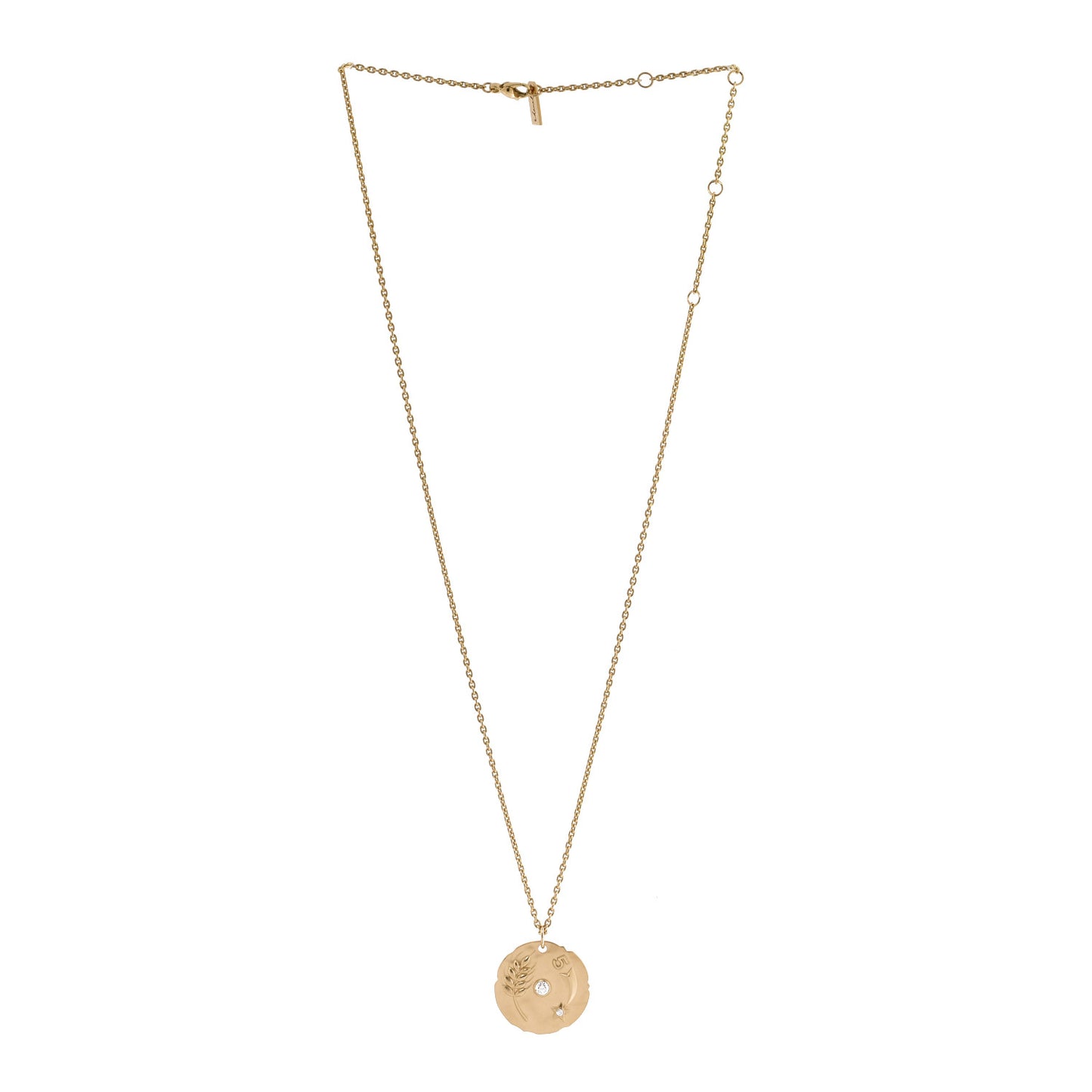 18K Yellow Gold Diamond Talismans Medal Pendant Necklace
