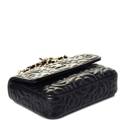 Chanel Lambskin Camellia Embossed Chain Belt Bag Black 4 of 10
