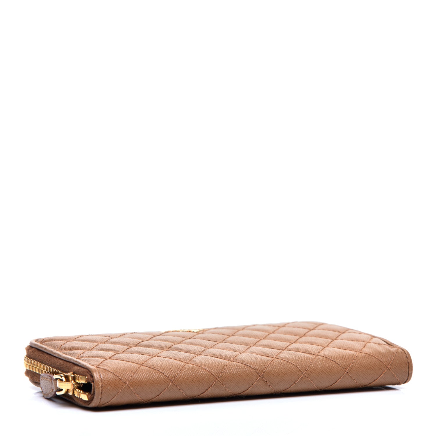 Prada Saffiano Quilted Zip Around Wallet Caramel 4 of 7