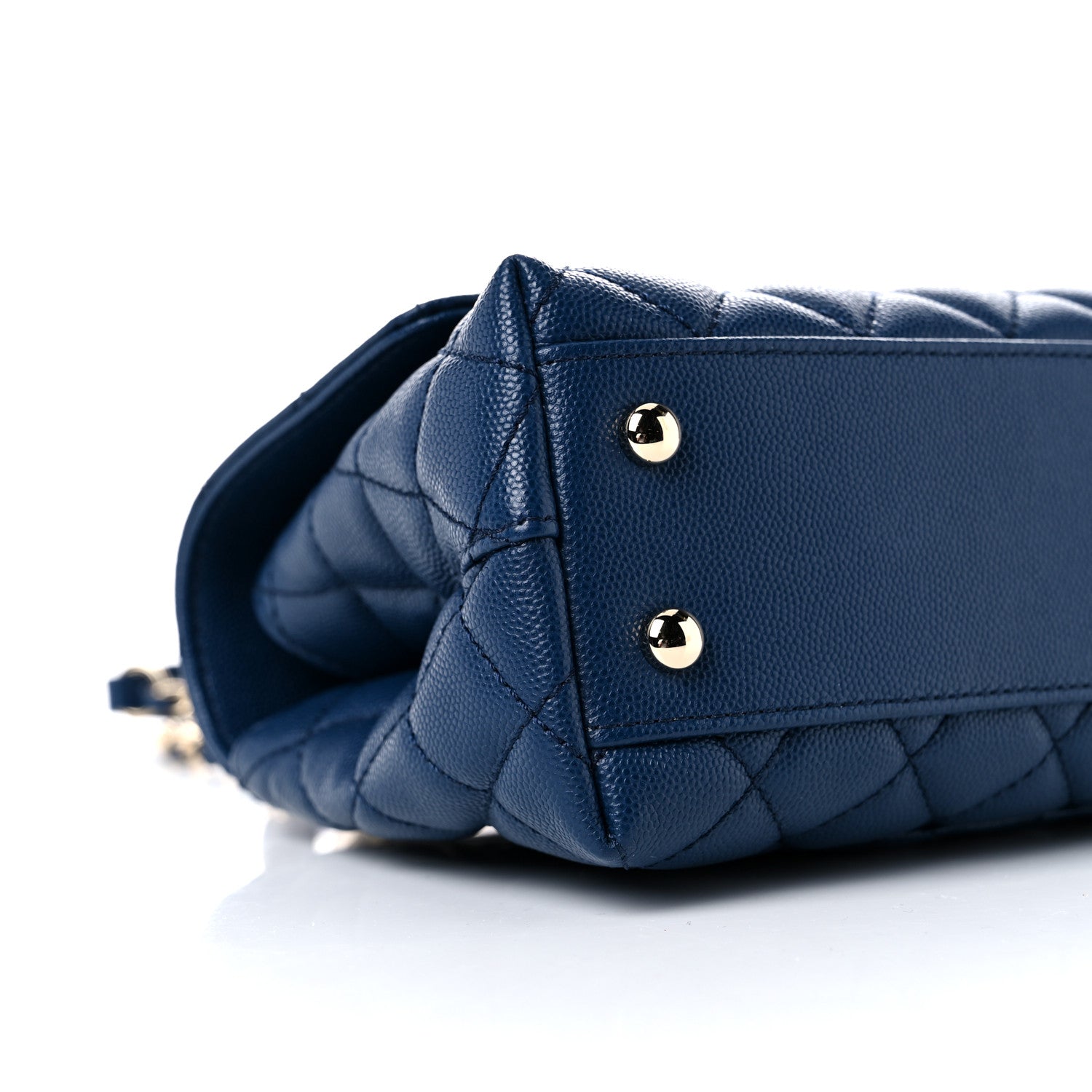 Chanel Caviar Quilted Lizard Embossed Mini Coco Handle Flap Navy Blue 7 of 9