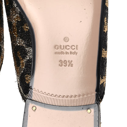 Gucci Lurex Jacquard Leopard Embroidered Womens Princetown Slippers 39.5 Black Gold 6 of 10