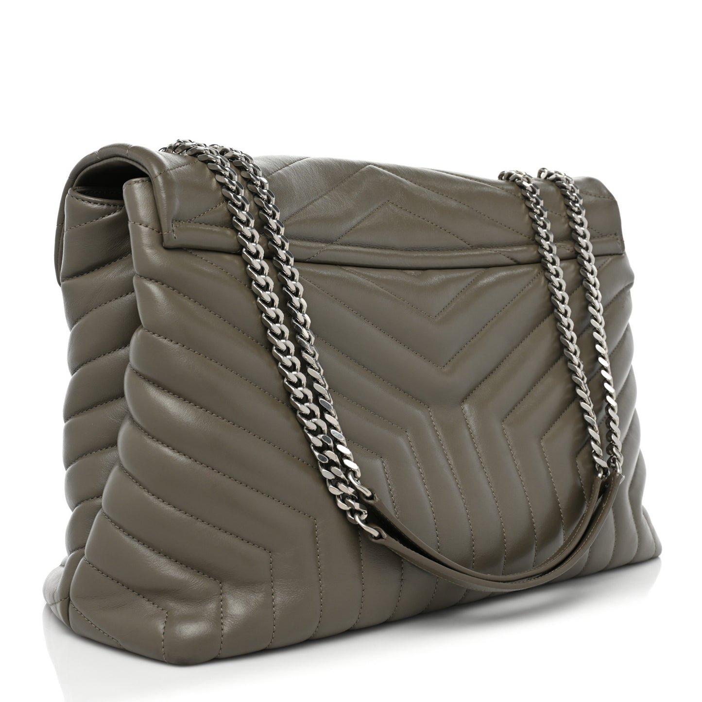 Calfskin Y Quilted Monogram Large Loulou Chain Satchel Storm