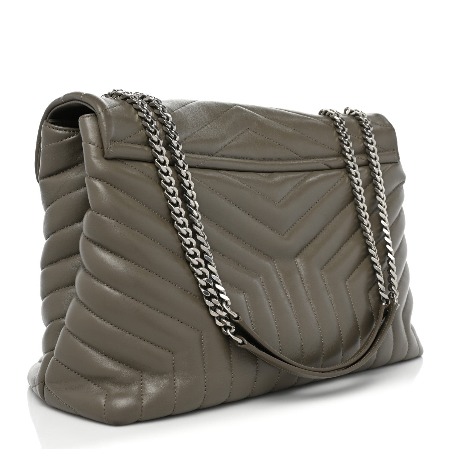 Saint Laurent Calfskin Y Quilted Monogram Large Loulou Chain Satchel Storm 3 of 16