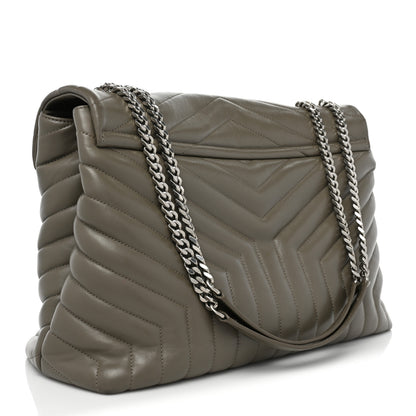 Saint Laurent Calfskin Y Quilted Monogram Large Loulou Chain Satchel Storm 3 of 16