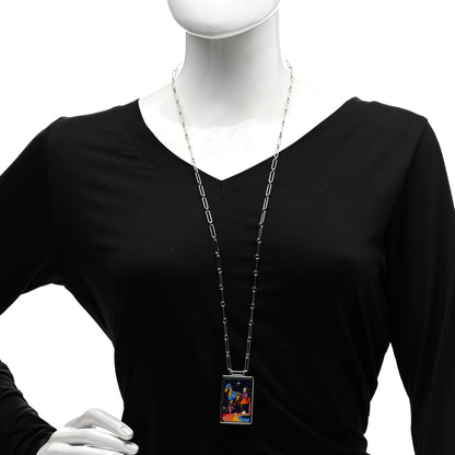 Hermes Palladium Enamel Space Derby Dream Box Necklace 2 of 7