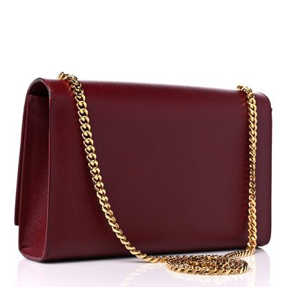 Saint Laurent Grain De Poudre Medium Monogram Kate Satchel Dark Red 3 of 15