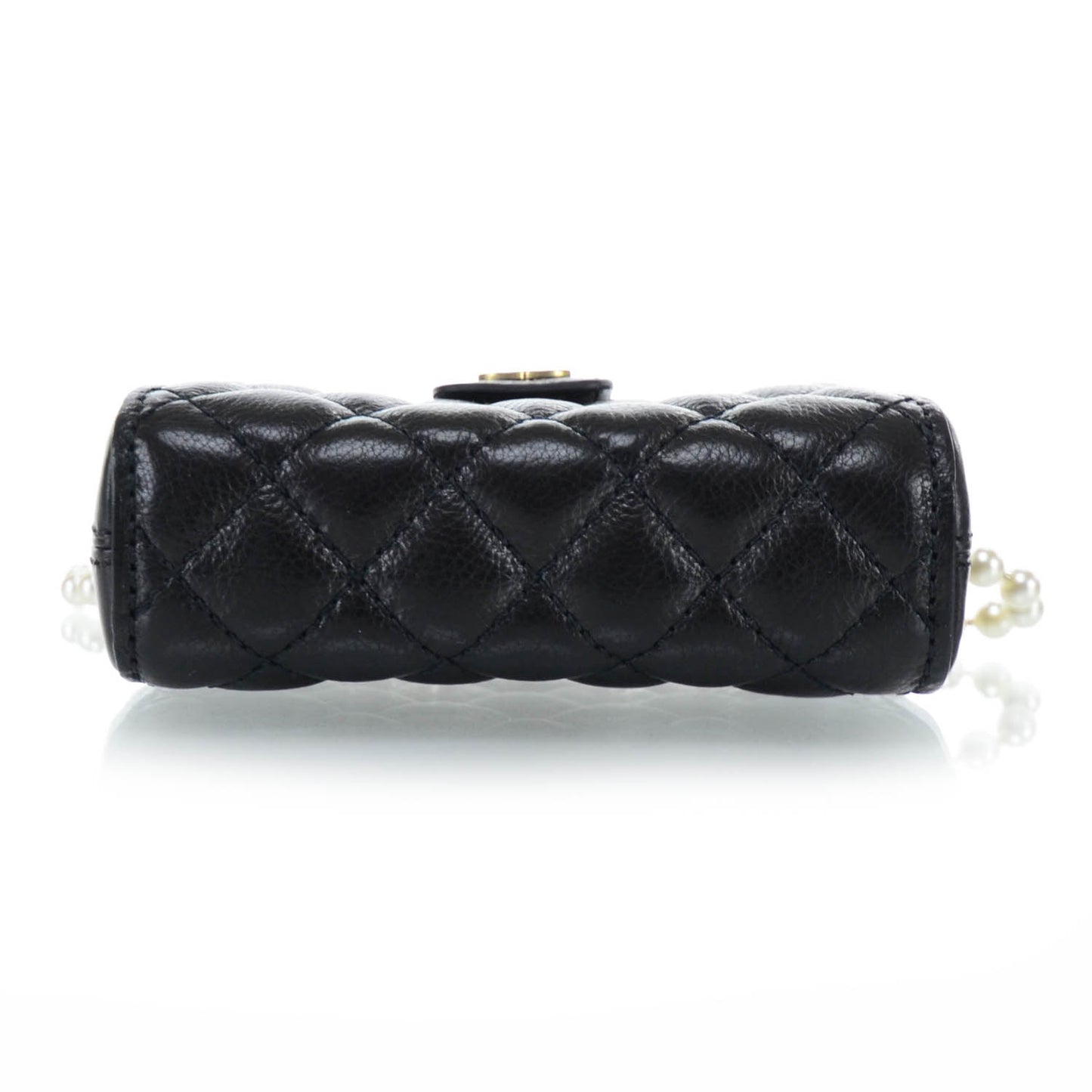 Lambskin Quilted Pearl Chain Love Symbols Mini Bag Black