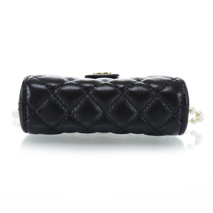 Chanel Lambskin Quilted Pearl Chain Love Symbols Mini Bag Black 7 of 13