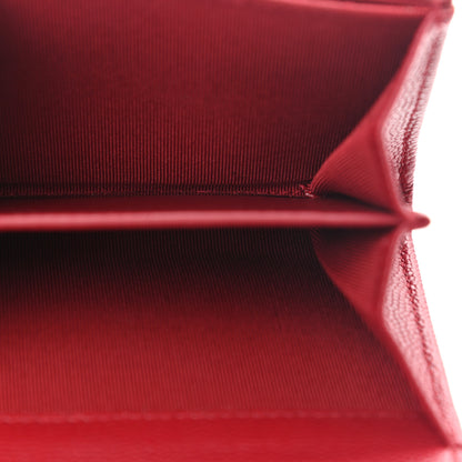 Chanel Caviar Quilted Flap Card Holder Wallet Dark Red 5 of 9