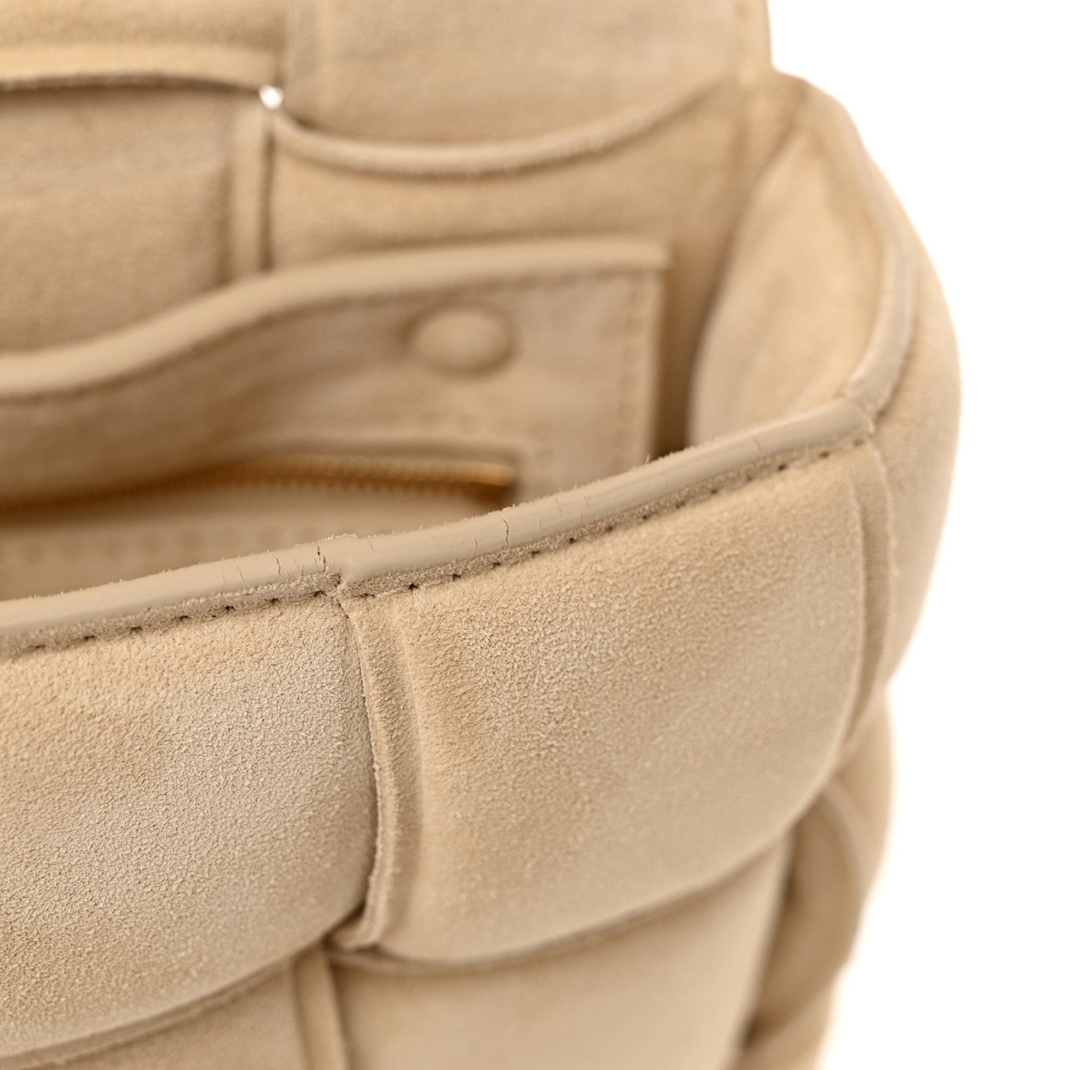 Bottega Veneta Suede Maxi Intrecciato Padded Chain Cassette Crossbody Bag Sand 14 of 16