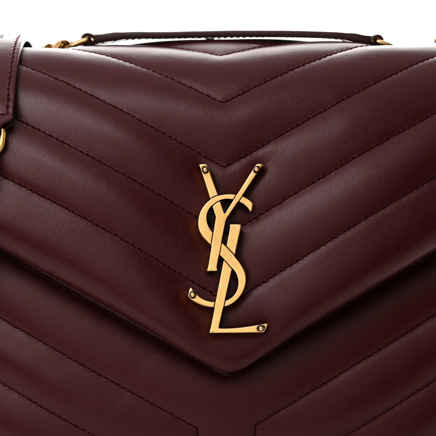 Saint Laurent Calfskin Y Quilted Monogram Medium Loulou Chain Satchel Rouge Legion 8 of 10