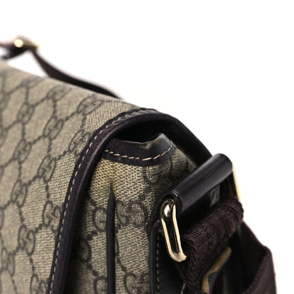 Gucci GG Plus Monogram Medium Double Buckle Flap Messenger Bag Beige Dark Brown 10 of 11