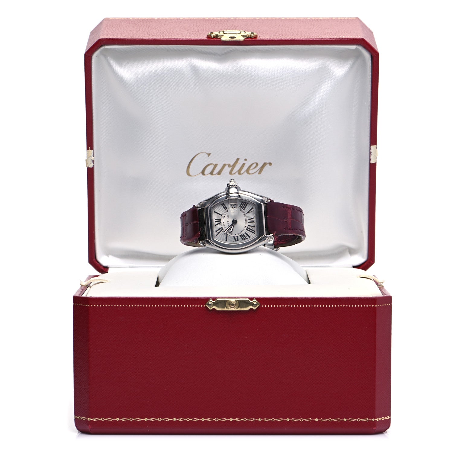 Cartier Stainless Steel Alligator 31mm Roadster Quartz Watch Red 5 of 5