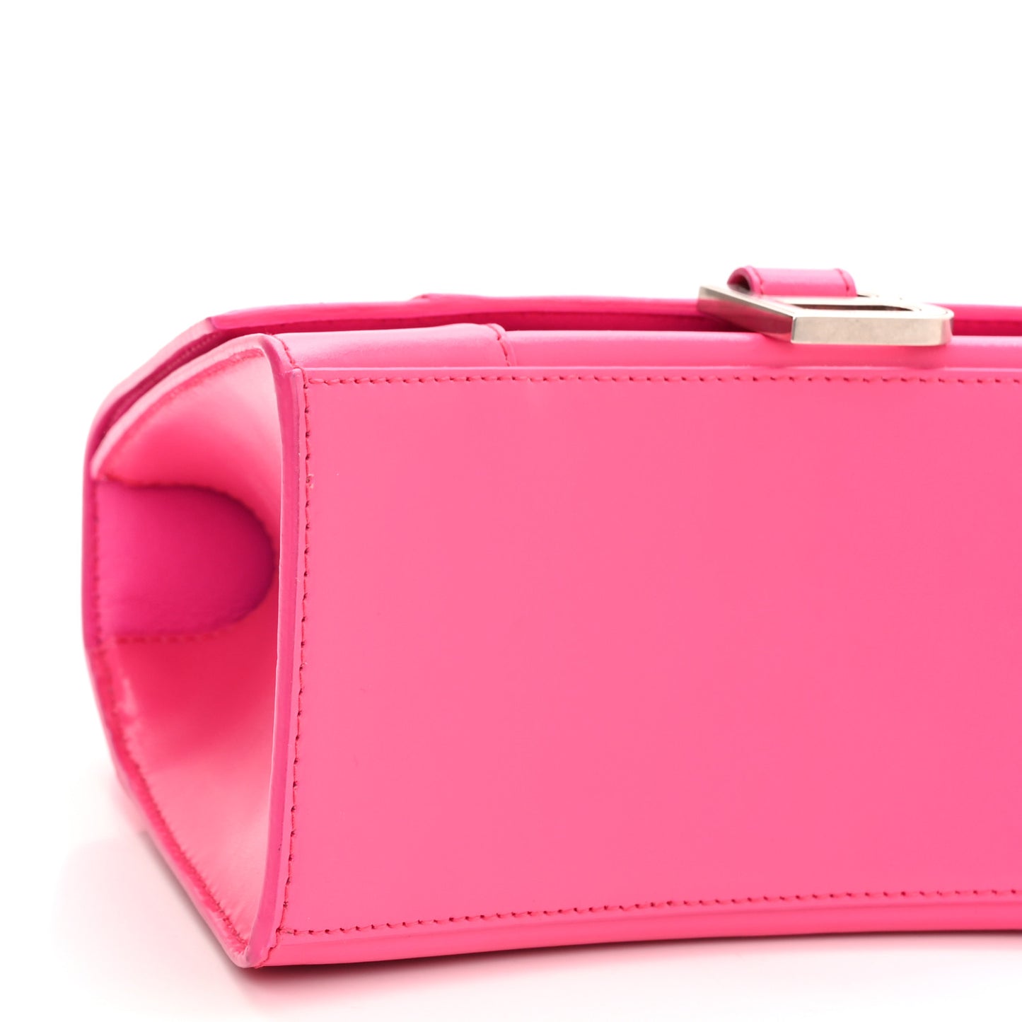 Shiny Box Calfskin Small Hourglass Top Handle Bag Acid Fuchsia
