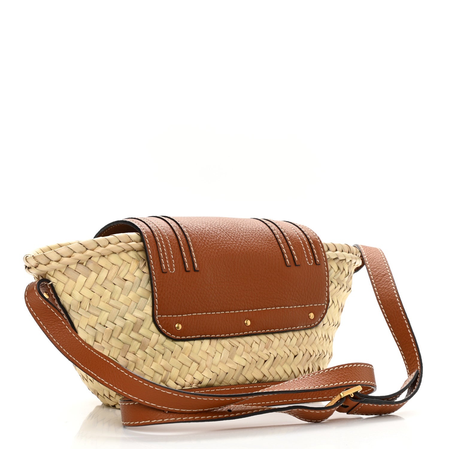 Chloe Raffia Calfskin Marcie Basket Tan 3 of 8