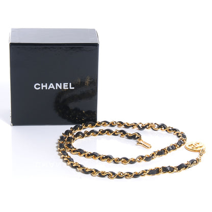 Chanel Leather Gold Chain Link Medallion Belt Black 4 of 5