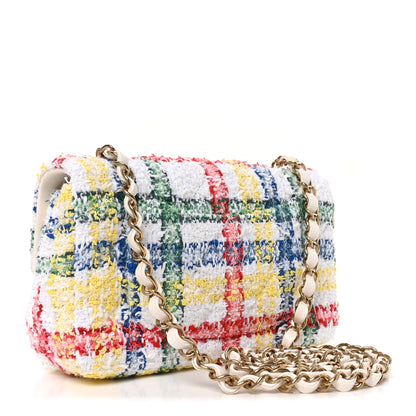 Chanel Tweed Quilted Mini Rectangular Flap White Red Yellow Blue Green 3 of 10