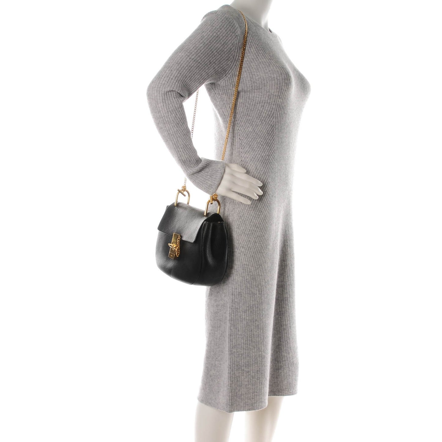 Grained Lambskin Drew Shoulder Bag Black