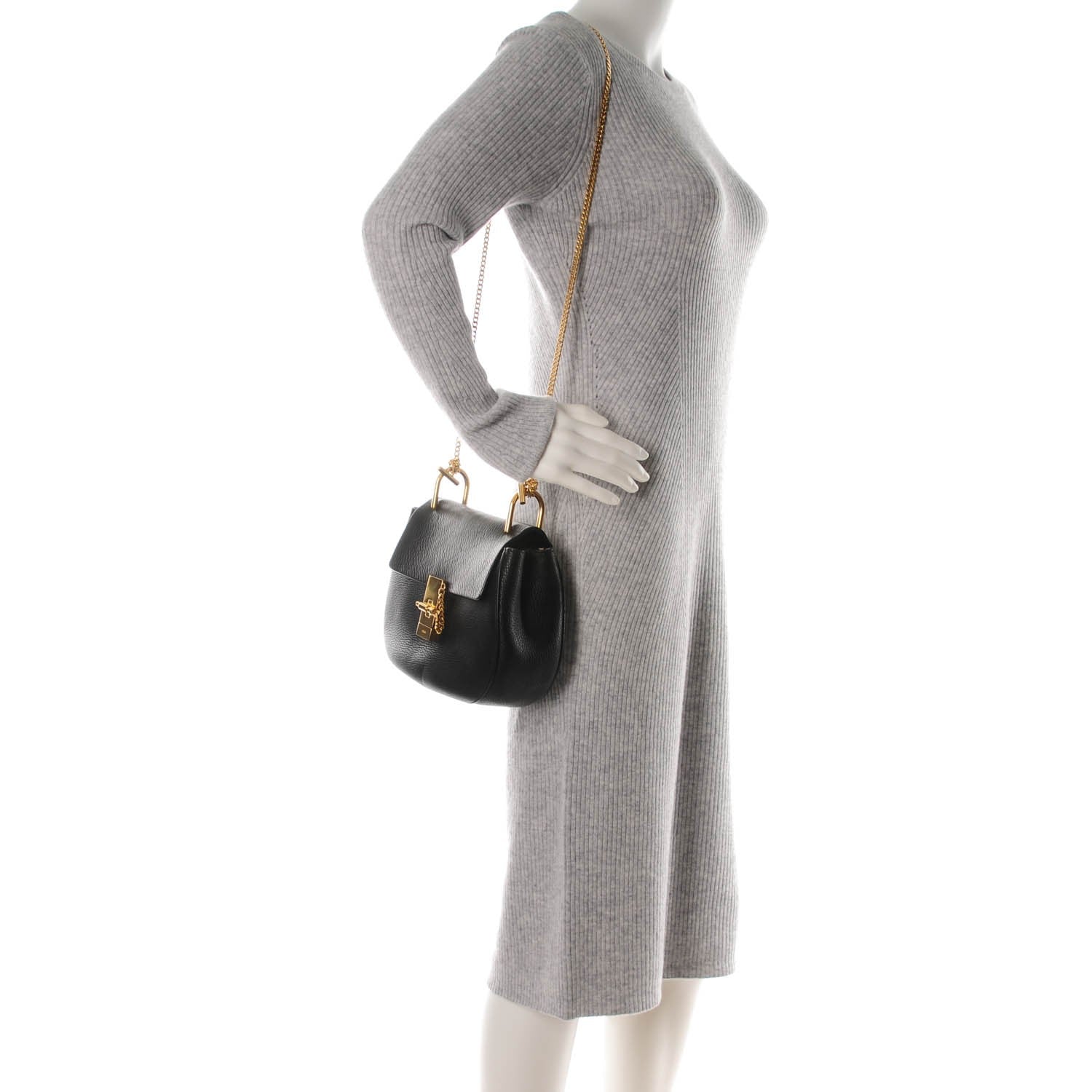 Chloe Grained Lambskin Drew Shoulder Bag Black 2 of 7