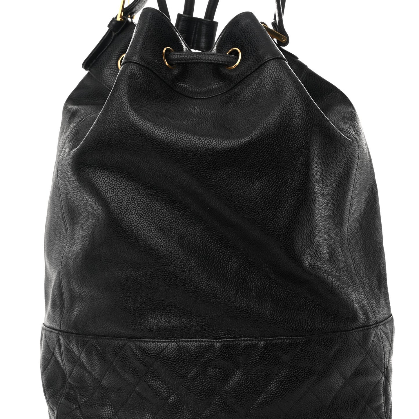 Caviar Quilted Drawstring Backpack Black