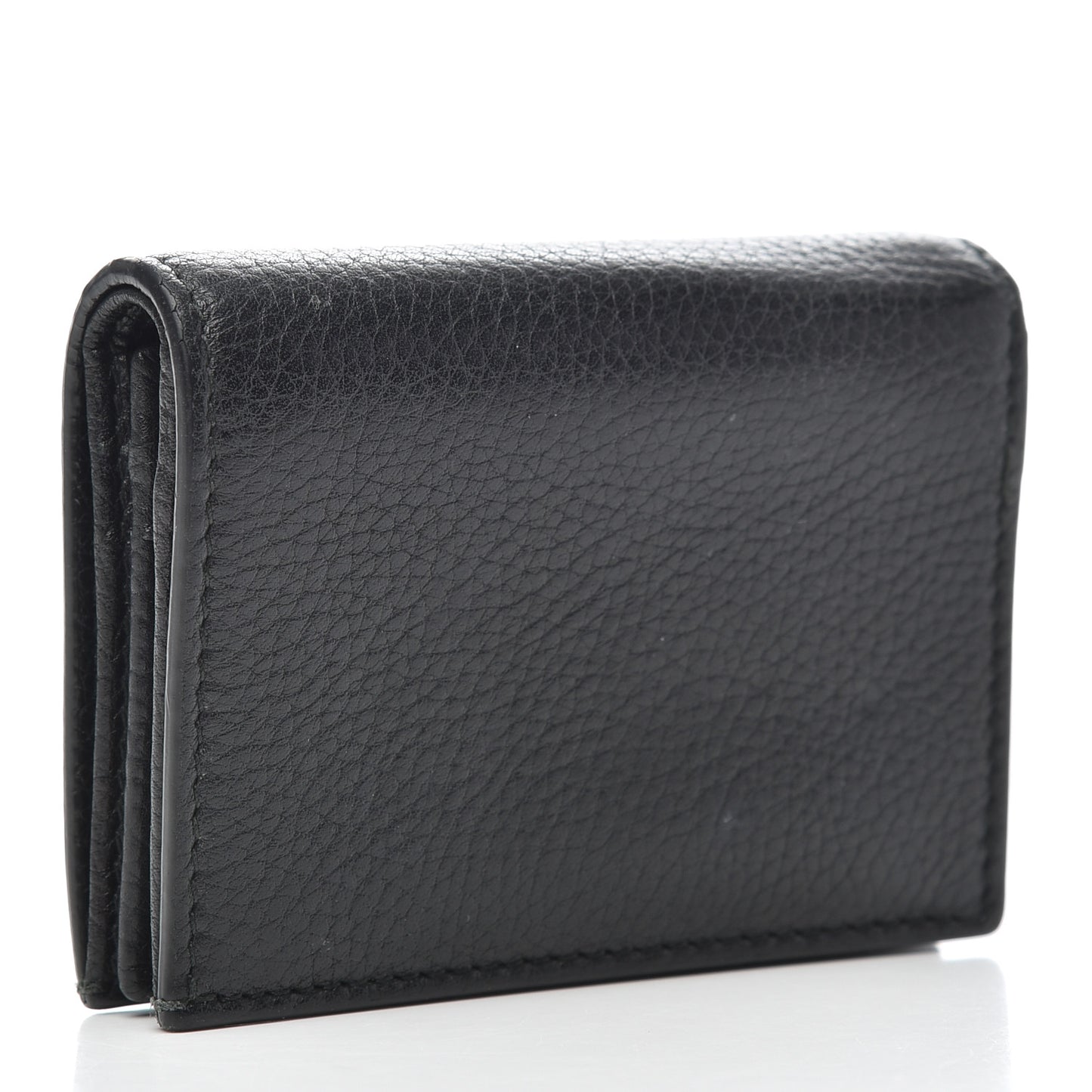 Pebbled Calfskin Animalier Card Case Black