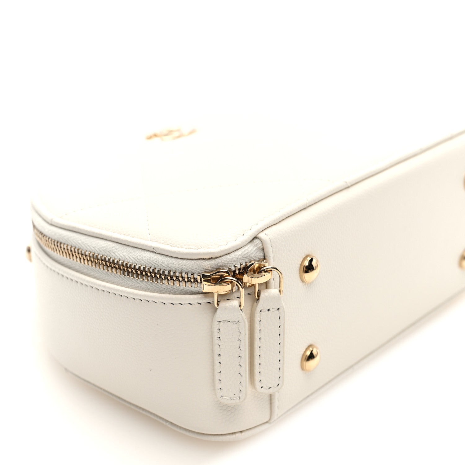 Chanel Grained Calfskin Quilted Top Handle Chain Clutch White 9 of 11