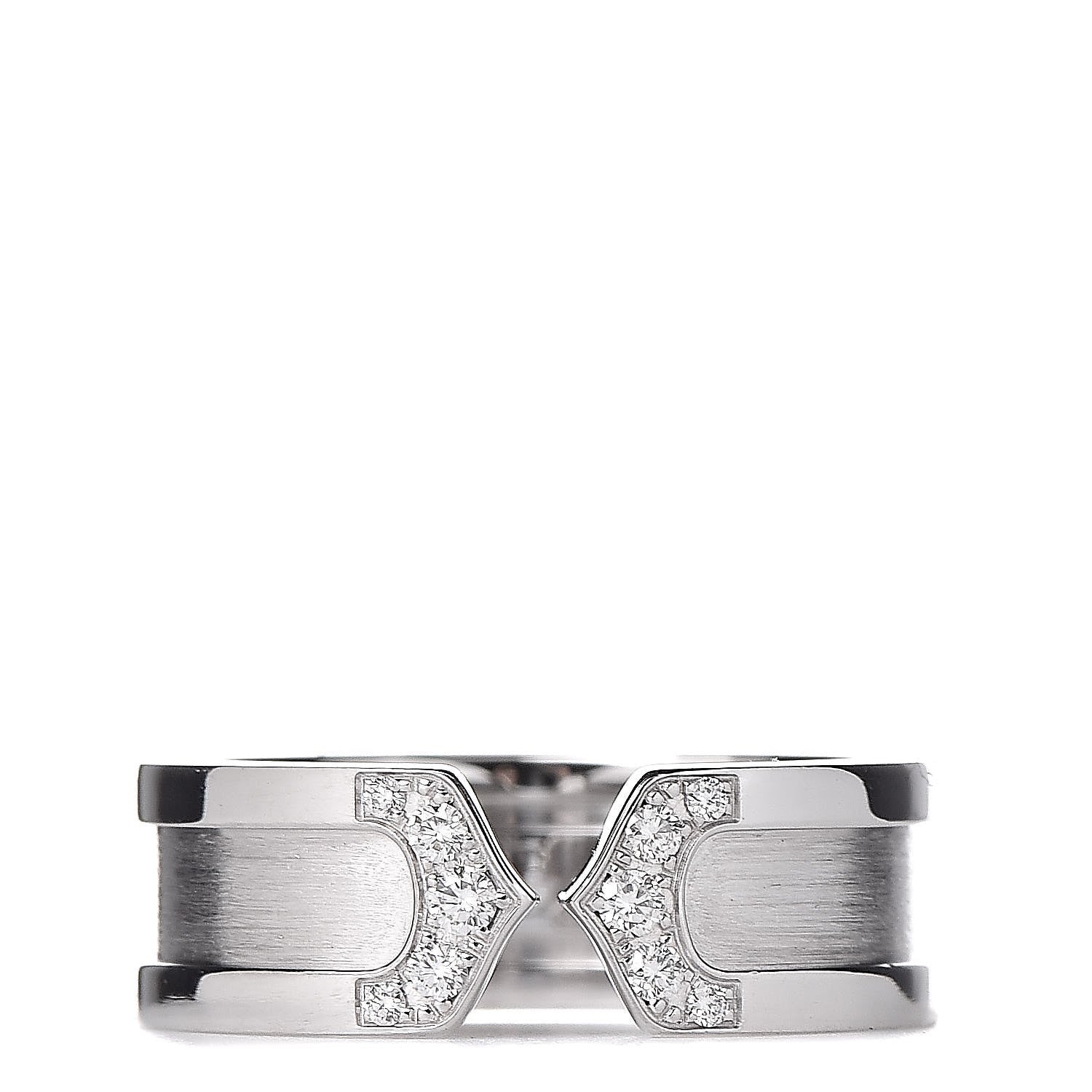 Cartier 18K White Gold Diamond 6.5mm Logo De Ring 51 5.75 1 of 6