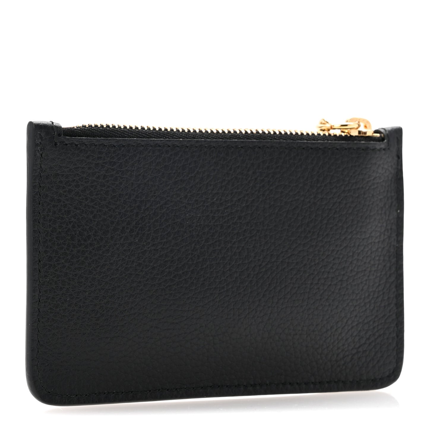 Calfskin Skull Zip Key Pouch  Black