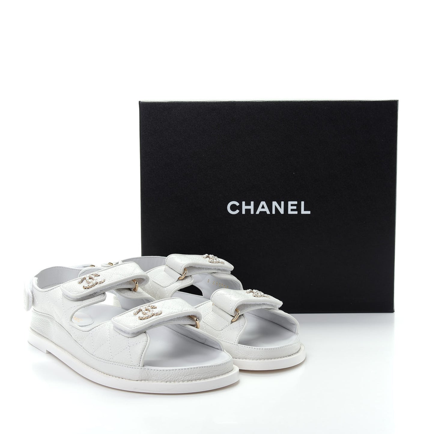 Grained Calfskin Velcro Dad Sandals 39.5 White