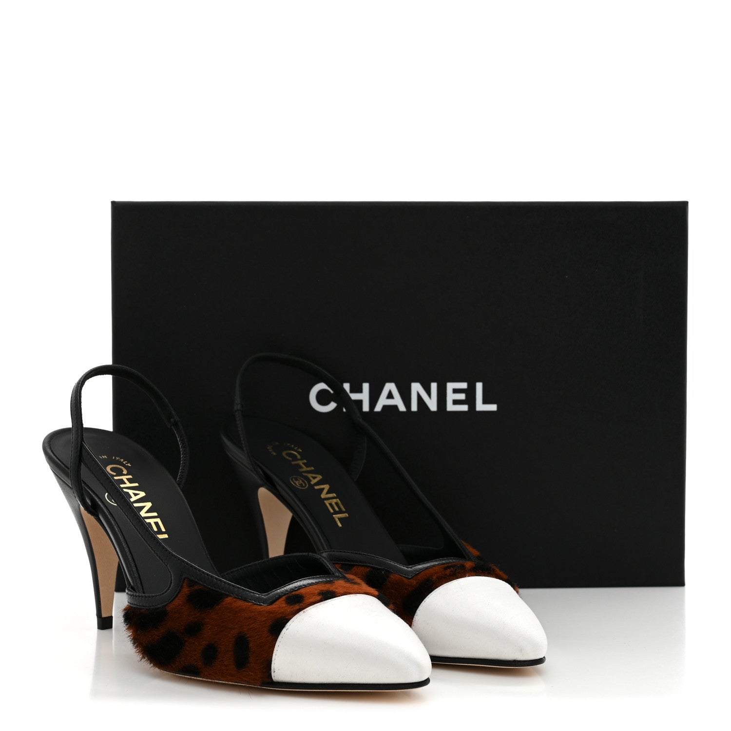 Chanel Lambskin Mixed Fibers Slingback Pumps  36 Brown Black White 9 of 9
