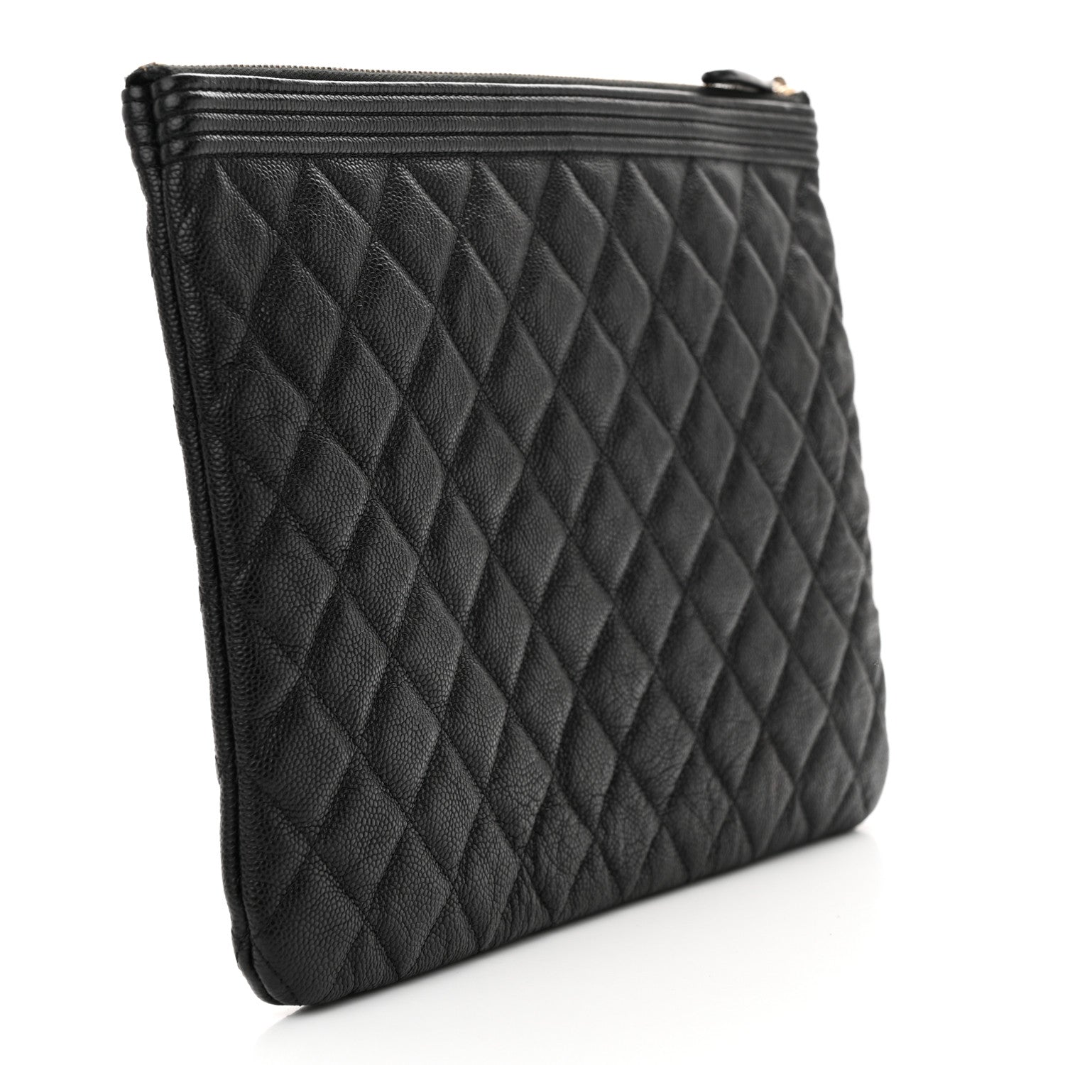 Chanel Caviar Quilted Large Boy Zip Pouch Black 3 of 9