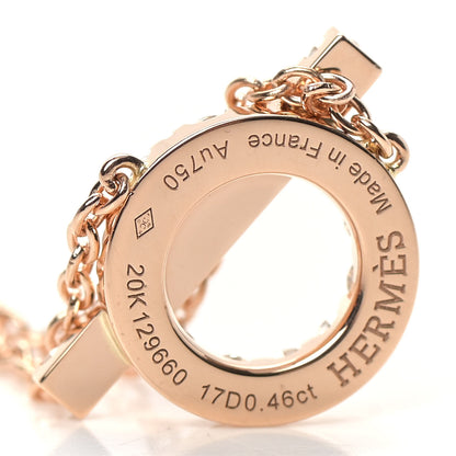 Hermes 18K Rose Gold Diamond Finesse Pendant Necklace 4 of 5