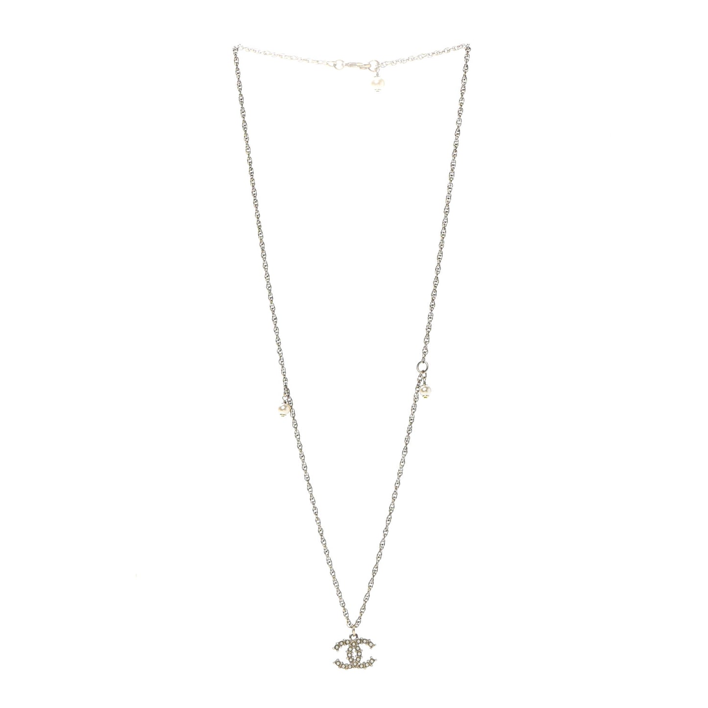 Pearl Crystal Snow Splash CC Pendant Necklace Light Gold