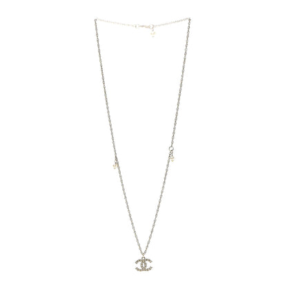 Chanel Pearl Crystal Snow Splash CC Pendant Necklace Light Gold 3 of 6